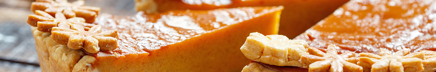 Close up image of a pumpkin pie