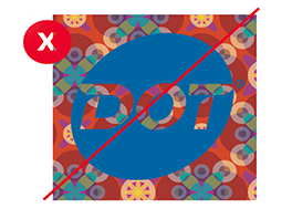 The Dot Foods logo shown with an incorrect background to point out how not to display the Dot Foods logo
