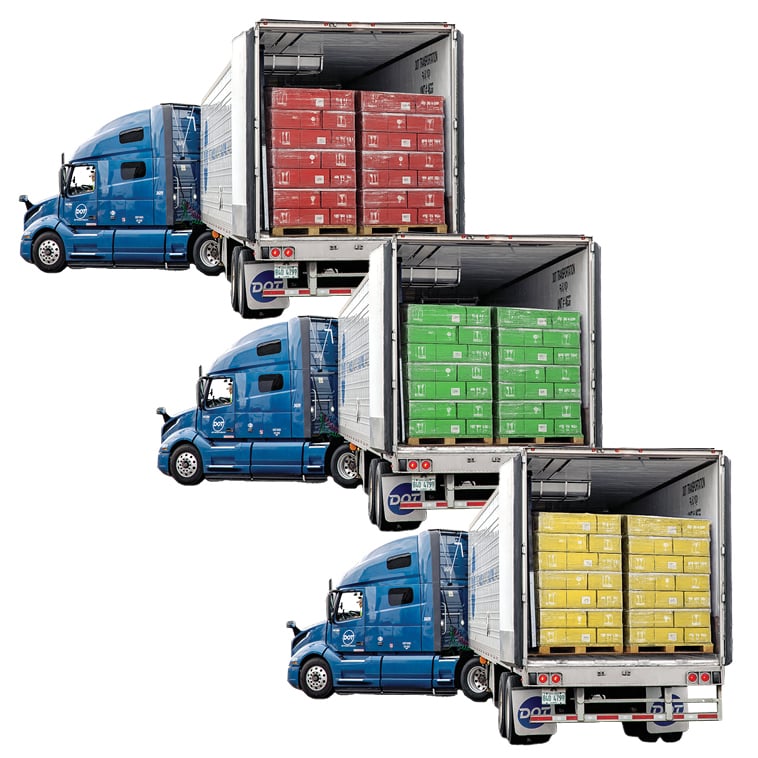 Dot truck arriving from a supplier