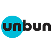 Unbun logo with letters lowercase and blue circle around "un"